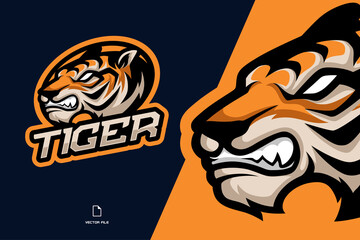 tiger head mascot logo illustration for game team