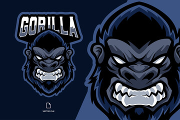 angry gorilla head mascot logo illustration cartoon
