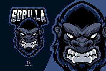 angry gorilla head mascot logo illustration cartoon © eryusan
