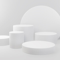 Abstract white color geometric shape, Mockup podium Display for product presentation, modern minimalist scene.