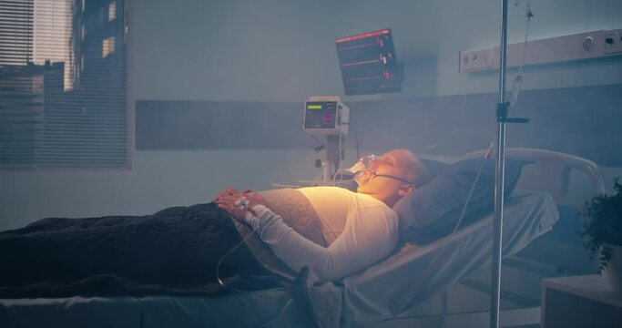 Cancer patient dying in misty ward