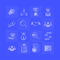 Service customer gradient icons set on blue background