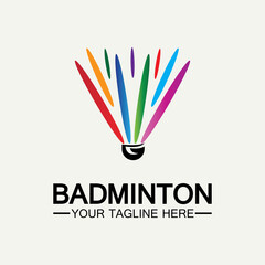 Badminton Logo vector icon illustration design template.Badminton Shuttlecock icon logo.Badminton sport logo template vector. Sport club logo concept