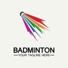 Badminton Logo vector icon illustration design template.Badminton Shuttlecock icon logo.Badminton sport logo template vector. Sport club logo concept