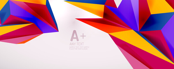 Vector triangle geometric backgrounds. Low poly 3d shape on light backdrop. Vector illustration for covers, banners, flyers and posters and other designs