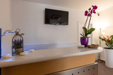 Reception desk in anti cellulite massage spa center