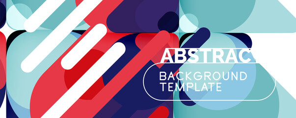 Flat geometric round shapes and dynamic lines, abstract background. Vector illustration for placards, brochures, posters and banners