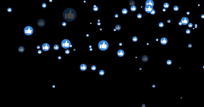 Social Media Like Icon animation isolated on black background - Thumbs Up