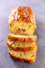 loaf cake with ham and cheese