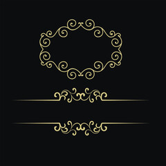 vector set template design vintage decoration elements in gold color on black background