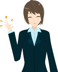 okサインを出す可愛いビジネスウーマン(上半身)