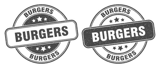 burgers stamp. burgers label. round grunge sign