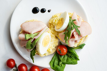 egg, ham, cheese dip, bread spread egg, ham, cheese  sandwich, finger party food, snack luch 