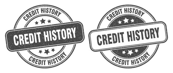 credit history stamp. credit history label. round grunge sign