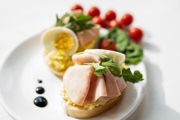 egg, ham, cheese dip, bread spread egg, ham, cheese  sandwich, finger party food, snack luch 