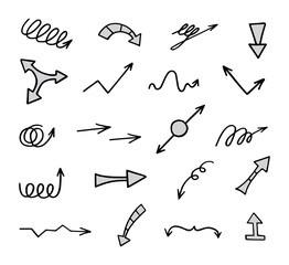 Vector set of hand-drawn arrows, elements for presentation