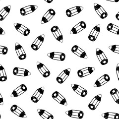 Cute seamless pattern with black and white pencils on the white background. Vector kids pattern with school theme for paper and fabric.