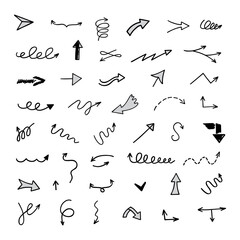 Vector set of hand-drawn arrows, elements for presentation