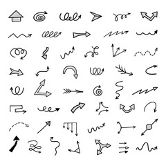Vector set of hand-drawn arrows, elements for presentation
