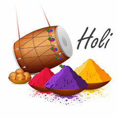 Indian Festival of Colours, Happy Holi celebration design. illustration of colorful gulal (powder color) Happy Holi Background
