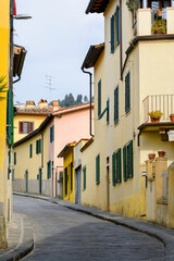 Obraz premium Settignano. Narrow street in the town of Settignano. Suburb of Florence. Tuscany. Italy