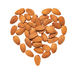 almond nuts on white background