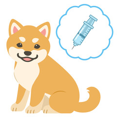 子犬と注射器のイラスト