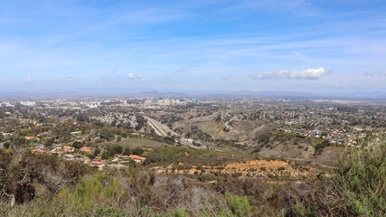 Fototapeta na wymiar Amazing view of San Diego, California from Mount Soledad park in La Jolla.