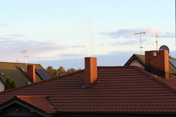 View on the roofs of the suburban village houses 