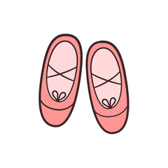 Ballet shoes. Accessories for dancing classes. Isolated vector illustration in doodle style on white background