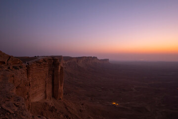 Sunset views at the Edge of the World escarpment tourist area near Riyadh, Saudi Arabia
