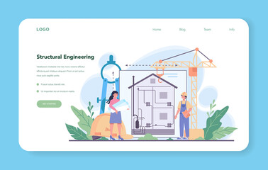 Engineering web banner or landing page. Technology and science.