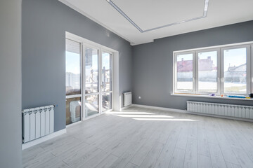 empty white room with repair and without furniture