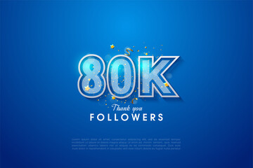 80k followers with solid white outlined figure illustration.