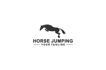 jumping horse logo with horse jumping illustration