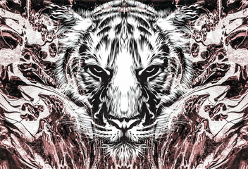 white tiger head art tattoo