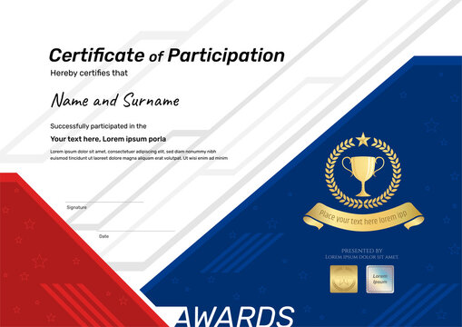 Certificate template sport theme with border frame, Diploma design