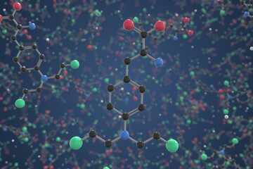 Molecule of Melphalan. Molecular model, science related 3d rendering