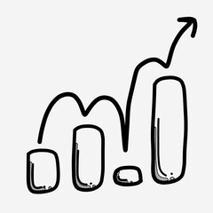 Growth graph doodle vector icon. Drawing sketch illustration hand drawn line eps10