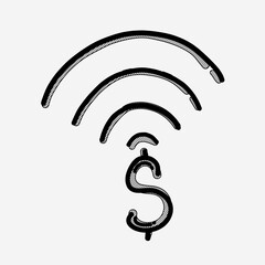 Money wireless vector icon. Drawing sketch illustration hand drawn line eps10
