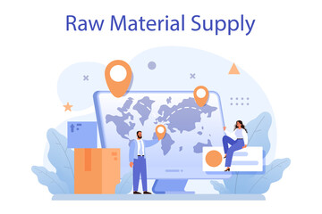 Raw material supply concept. Suppliers, B2B idea, global distribution