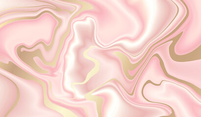 Gold marble pink. Liquid marble design abstract painting. Background with gold spill texture.