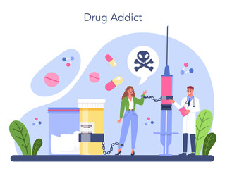 Addiction concept. Idea of medical treatment for addicted people.