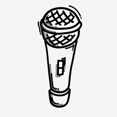 Microphone vector icon. Drawing sketch illustration hand drawn line eps10