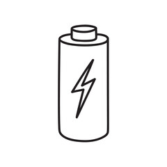 Vector battery icon with in cartoon style. Hand drawn battery isolated on white background.