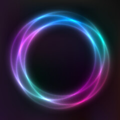 Vector background of neon geometric shapes, round frame, abstract background, wallpaper