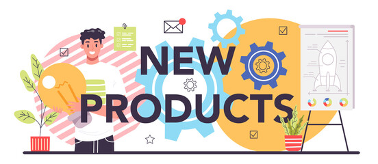 New product typographic header. Start up business development