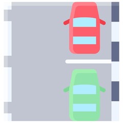 Parking lot with two cars icon, Parking lot related vector