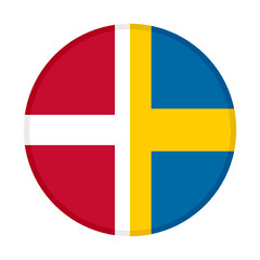 round icon with denmark and sweden flags	
