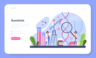 Obraz premium Geneticist web banner or landing page. Medicine and science technology.
